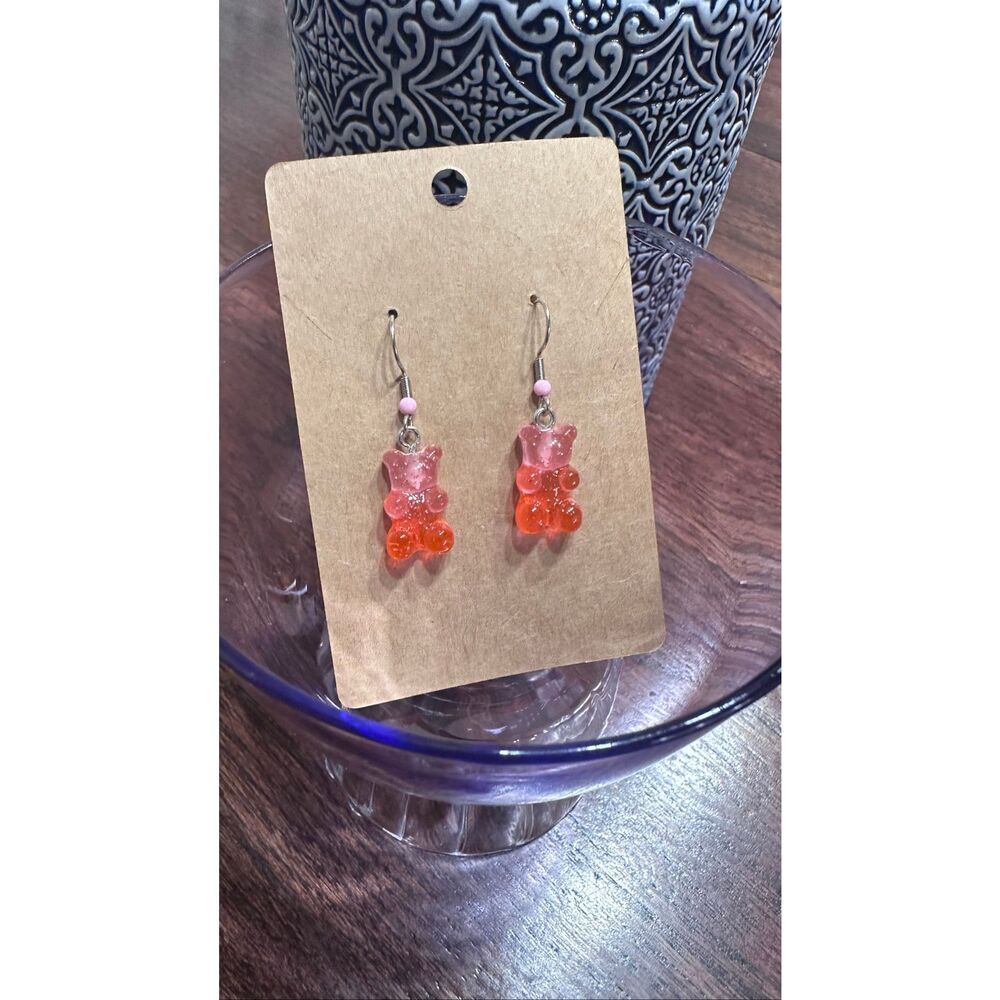 Pink & Red 90’s Vibes Gummy Bear Dangle Drop Earrings New